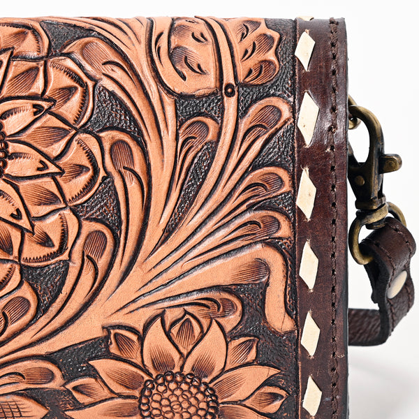 ADBGA384 American Darling Hair-On Cowhide Buck Stitched Small Cross body Bag Hand Tooled Genuine Leather