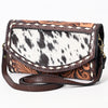 ADBGA384 American Darling Hair-On Cowhide Buck Stitched Small Cross body Bag Hand Tooled Genuine Leather