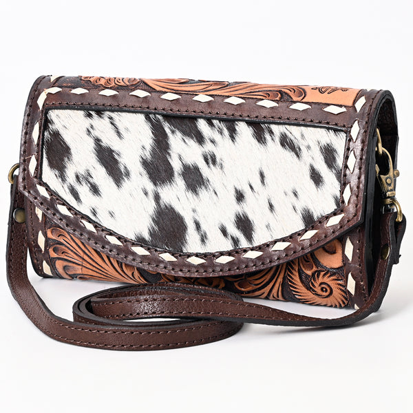 ADBGA384 American Darling Hair-On Cowhide Buck Stitched Small Cross body Bag Hand Tooled Genuine Leather