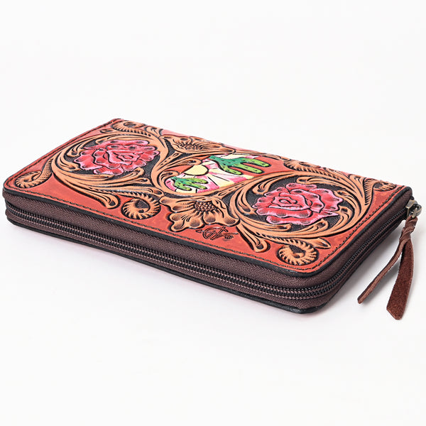 ADBGA386 American Darling Hand Tooled Floral Carved Genuine Leather Organizer Bag