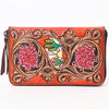 ADBGA386 American Darling Hand Tooled Floral Carved Genuine Leather Organizer Bag