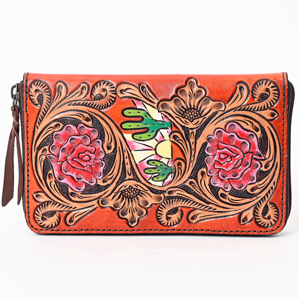 ADBGA386 American Darling Hand Tooled Floral Carved Genuine Leather Organizer Bag