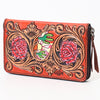 ADBGA386 American Darling Hand Tooled Floral Carved Genuine Leather Organizer Bag