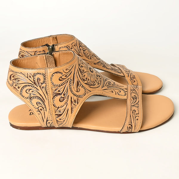 LC-ADFT141A carved genuine leather sandal footwear flip flop