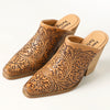 LC-ADFT163 Women's Hand-Tooled Leather Mule Heels - American Darling Western Block Mules
