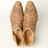 LC-ADFT165 Women's Tan Tooled Leather Western Ankle Boots - American Darling Cowgirl Booties