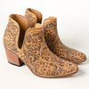 LC-ADFT165 Women's Tan Tooled Leather Western Ankle Boots - American Darling Cowgirl Booties