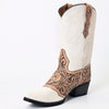 LC-ADFT166B Hand Tooled Hair On Genuine Western Leather Long Boot