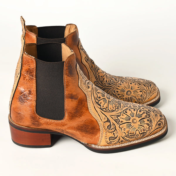 LC-ADFT169-10 Hand Tooled Genuine Western Leather Riding Ankle Boot