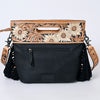ADBGS146 Aztec Wool & Tooled Leather Shoulder Bag - Western Fringe Crossbody