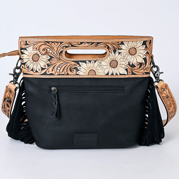 ADBGS146 Aztec Wool & Tooled Leather Shoulder Bag - Western Fringe Crossbody