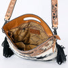 ADBGS146 Aztec Wool & Tooled Leather Shoulder Bag - Western Fringe Crossbody
