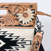 ADBGS146 Aztec Wool & Tooled Leather Shoulder Bag - Western Fringe Crossbody