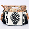 ADBGS146 Aztec Wool & Tooled Leather Shoulder Bag - Western Fringe Crossbody