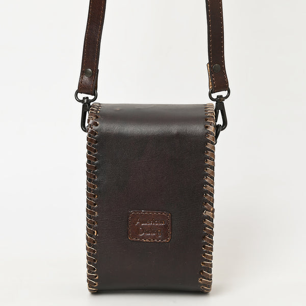ADBGZ750 Hand Tooled Leather Phone Cellphone Holder - Western Floral Sling Bag