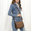 ADBGZ751 Hand Tooled Leather Crossbody Bag - Western Floral Whipstitch Sling