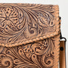 ADBGZ752 Natural Hand Tooled Leather Crossbody Bag - Western Floral Whipstitch Purse