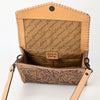 ADBGZ752 Natural Hand Tooled Leather Crossbody Bag - Western Floral Whipstitch Purse