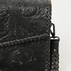 ADBGZ752B Black Hand Tooled Leather Crossbody Bag - Western Floral Whipstitch Purse