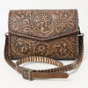 ADBGZ752 Natural Hand Tooled Leather Crossbody Bag - Western Floral Whipstitch Purse