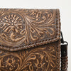 ADBGZ752 Natural Hand Tooled Leather Crossbody Bag - Western Floral Whipstitch Purse