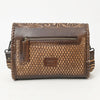 ADBGZ752 Natural Hand Tooled Leather Crossbody Bag - Western Floral Whipstitch Purse