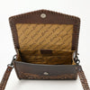 ADBGZ752 Natural Hand Tooled Leather Crossbody Bag - Western Floral Whipstitch Purse
