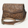 ADBGZ752 Natural Hand Tooled Leather Crossbody Bag - Western Floral Whipstitch Purse
