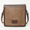 ADBGZ753 Square Hand Tooled Leather Crossbody Bag - Western Floral White Whipstitch Trim
