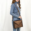 ADBGZ754 Envelope Hand Tooled Leather Wallet Bag - Western Floral Whipstitch Purse