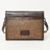 ADBGZ754 Envelope Hand Tooled Leather Wallet Bag - Western Floral Whipstitch Purse