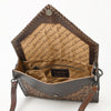 ADBGZ754 Envelope Hand Tooled Leather Wallet Bag - Western Floral Whipstitch Purse