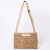 ADBGZ755 Hand Tooled Leather Clutch Wallet - Western Floral Cutout Handle Purse