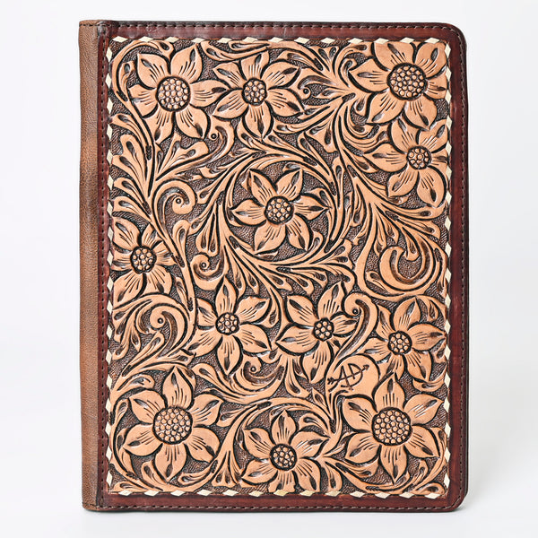 ADBG1184 American Darling Hand Tooled Leather Portfolio Bag -Floral Carved Tablet Sleeve