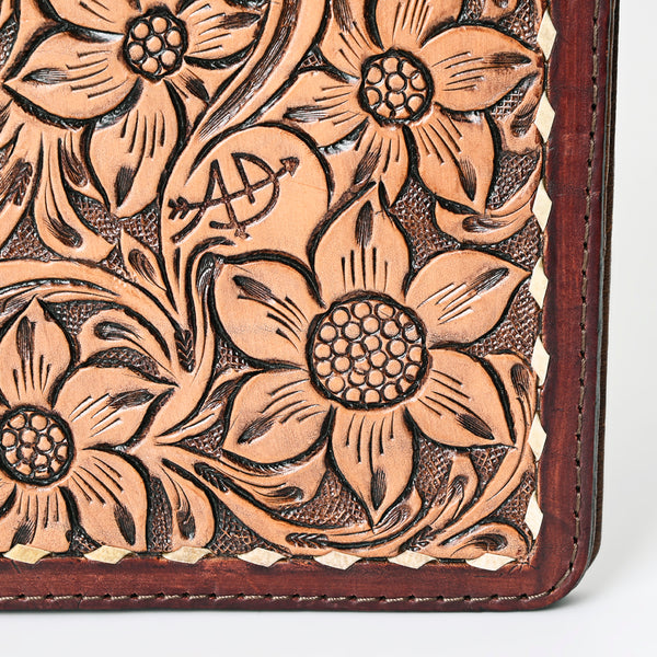 ADBG1184 American Darling Hand Tooled Leather Portfolio Bag -Floral Carved Tablet Sleeve