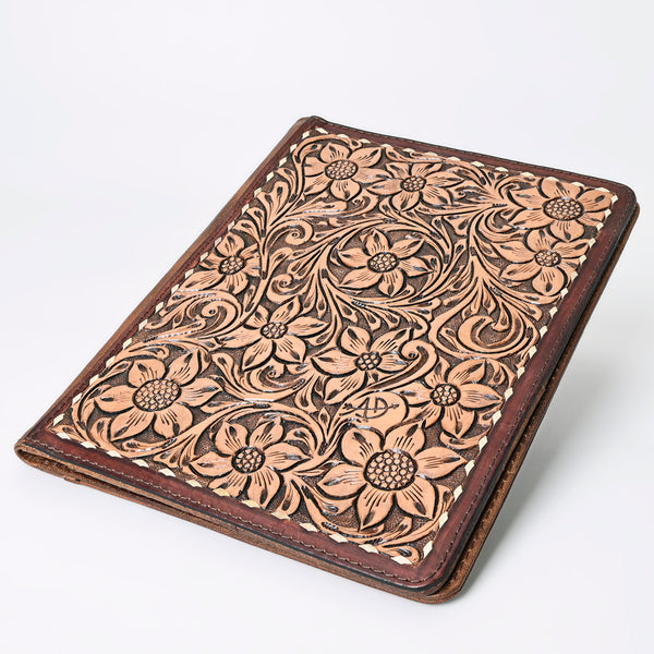 ADBG1184 American Darling Hand Tooled Leather Portfolio Bag -Floral Carved Tablet Sleeve