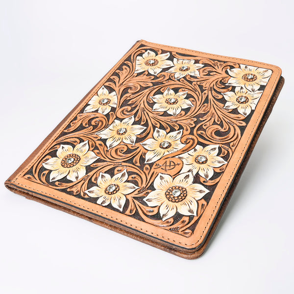 ADBG1185 American Darling Floral Tooled Leather Portfolio Bag -Western Tablet Sleeve