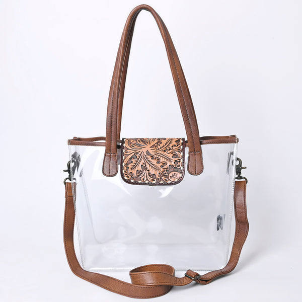 ADBG1186 American Darling Floral Tooled Leather Clear Bag -Western Stadium Tote