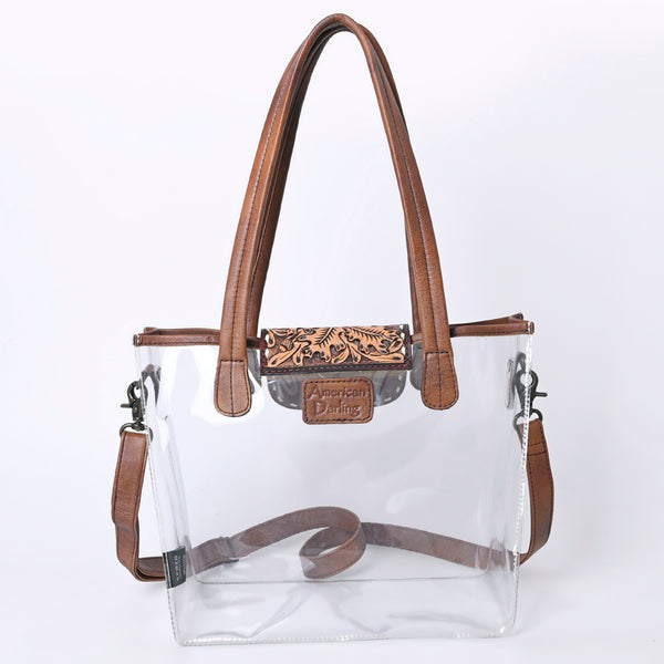 ADBG1186 American Darling Floral Tooled Leather Clear Bag -Western Stadium Tote