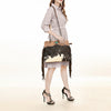 ADBG1187 American Darling Cowhide Fringe Large Crossbody -Tooled Leather & Chain Bag