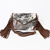 ADBGA388 American Darling Hair-On Cowhide Western Fringe Crossbody with Concho Accents