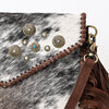 ADBGA388 American Darling Hair-On Cowhide Western Fringe Crossbody with Concho Accents
