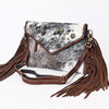 ADBGA388 American Darling Hair-On Cowhide Western Fringe Crossbody with Concho Accents