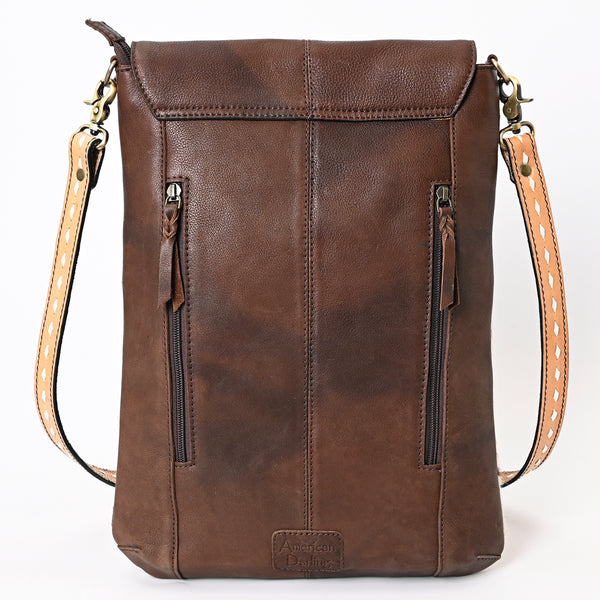 ADBGA392 American Darling Hair-On Cowhide Hand Tooled Genuine Leather Messenger Bag
