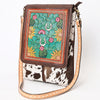 ADBGA392 American Darling Hair-On Cowhide Hand Tooled Genuine Leather Messenger Bag
