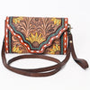 ADBGA393 American Darling Hand Tooled Floral Carved Genuine Leather Small Cross body Bag