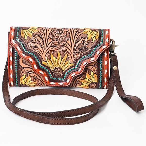 ADBGA393 American Darling Hand Tooled Floral Carved Genuine Leather Small Cross body Bag