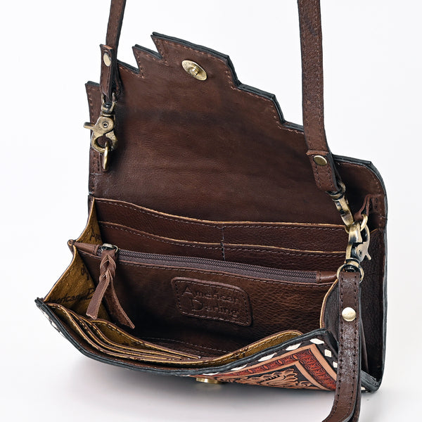 ADBGA393 American Darling Hand Tooled Floral Carved Genuine Leather Small Cross body Bag