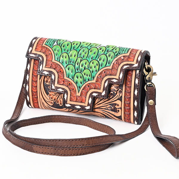ADBGA393 American Darling Hand Tooled Floral Carved Genuine Leather Small Cross body Bag