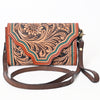 ADBGA393 American Darling Hand Tooled Floral Carved Genuine Leather Small Cross body Bag